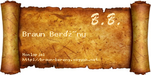 Braun Berény névjegykártya